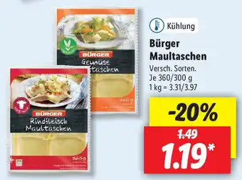 Lidl Bürger Maultaschen 300-360g Angebot