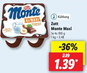 Lidl Zott Monte Maxi 4x100g Angebot