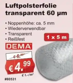 Stabilo Fachmarkt Luftpolsterfolie transparent 60 µm DEMA Angebot