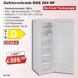 Stabilo Fachmarkt Gefrierschrank DGS 204 NF DEMA Angebot