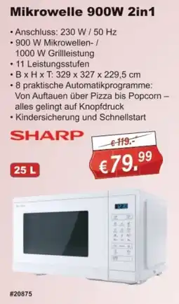 Stabilo Fachmarkt Mikrowelle 900W 2in1 SHARP Angebot