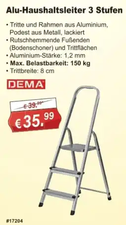 Stabilo Fachmarkt Alu-Haushaltsleiter 3 Stufen DEMA Angebot