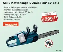 Stabilo Fachmarkt Akku Kettensäge DUC353 2x18V Solo Makita Angebot