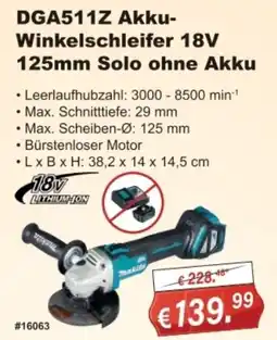 Stabilo Fachmarkt DGA511Z Akku-Winkelschleifer 18V Angebot