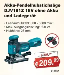 Stabilo Fachmarkt Akku-Pendelhubstichsäge DJV181Z 18V ohne Akku und Ladegerät Angebot