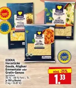 Edeka Herkules EDEKA Herzstücke Gouda, Allgäuer Emmentaler oder Gratin-Genuss Angebot