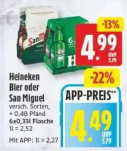 Elli Markt Heineken Bier oder San Miguel Angebot