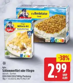 Elli Markt Iglo Schlemmerfilet oder Filegro Angebot