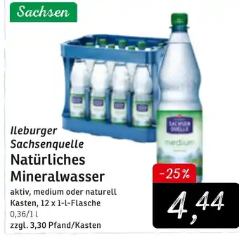 KONSUM Ileburger Sachsenquelle Natürliches Mineralwasser 12x1L Angebot