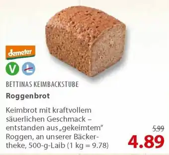 basic Demeter Bettina's Keimbackstube Roggenbrot 500g Laib Angebot