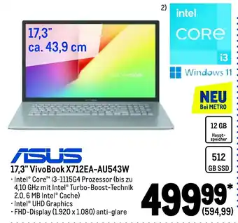 METRO Asus Notebook Vivobook 17.3" | X712EA-AU543W Angebot