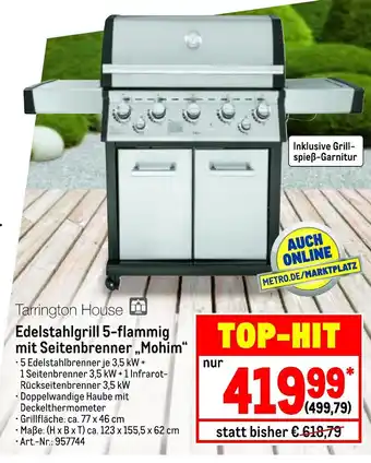 METRO Tarrington House Edelstahlgrill 5-flammig mit Seitenbrenner Mohim Angebot