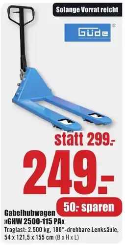 B1 Discount Baumarkt Gabelhubwagen GHW 2500-115 PA Angebot