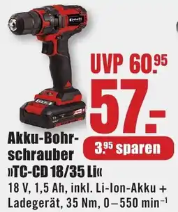 B1 Discount Baumarkt Akku-Bohrschrauber »TC-CD 18/35 Li« Angebot