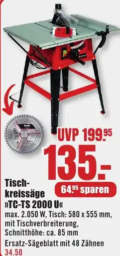 B1 Discount Baumarkt Tischkreissäge »TC-TS 2000 U« Angebot