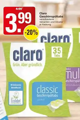 WEZ Claro Geschirrspültabs Angebot