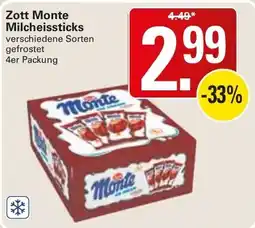WEZ Zott Monte Milchseisticks Angebot