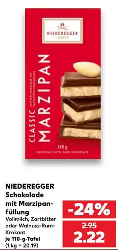 Kaufland NIEDEREGGER Schokolade mit Marzipan-füllung Angebot
