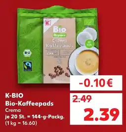 Kaufland K-BIO Bio-Kaffee pads Crema Angebot