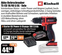 V Baumarkt Einhell Akku-Bohrschrauber TE-CD 18/40 LI BL - Solo Angebot