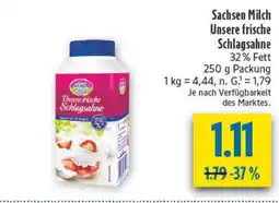 diska Sachsen Milch Unsere frische Schlagsahne Angebot