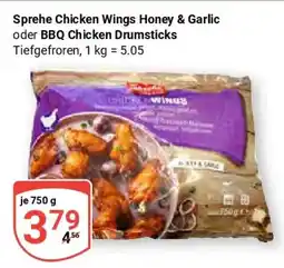Globus Sprehe Chicken Wings Honey & Garlic oder BBQ Chicken Drumsticks Angebot