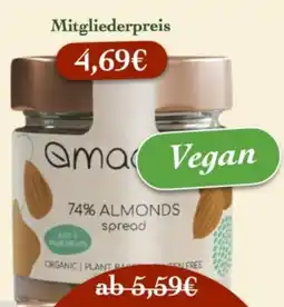 LPG Biomarkt Amaa Vegan 74% ALMONDS spread Angebot