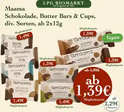 LPG Biomarkt Maama Schokolade, Butter Bars & Cups Angebot
