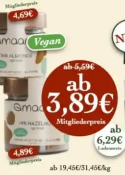 LPG Biomarkt Omaar Vegan 74% Almonds spread Angebot