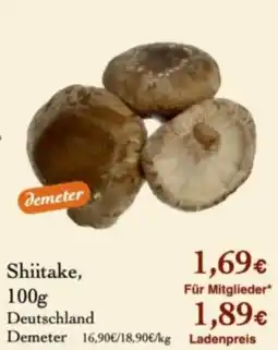 LPG Biomarkt Shiitake, Demeter Angebot