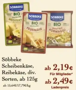 LPG Biomarkt Söbbeke Scheibenkäse, Reibekäse, div. Sorten Angebot