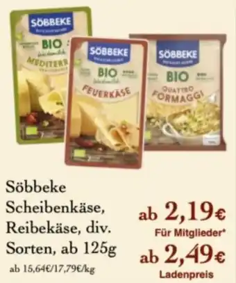 Söbbeke Scheibenkäse, Reibekäse, div. Sorten