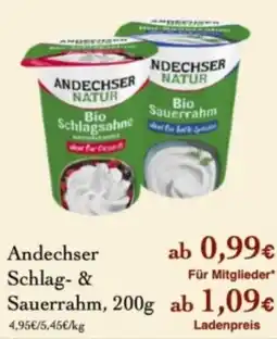LPG Biomarkt Andechser Schlag- & Sauerrahm Angebot