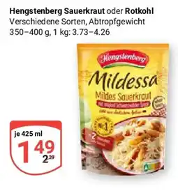 Globus Hengstenberg Sauerkraut oder Rotkohl Angebot