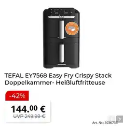 MediaMarkt TEFAL EY7568 Easy Fry Crispy Stack Doppelkammer- Heißluftfritteuse Angebot