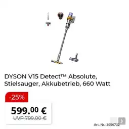 MediaMarkt DYSON V15 Detect™ Absolute, Stielsauger, Akkubetrieb, 660 Watt Angebot