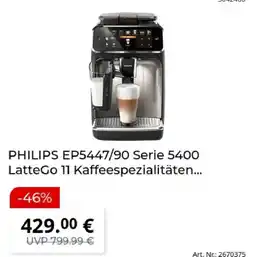 MediaMarkt PHILIPS EP5447/90 Serie 5400 LatteGo 11 Kaffeespezialitäten Angebot