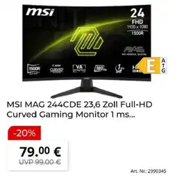 MediaMarkt MSI MAG 244CDE 23,6 Zoll Full-HD Curved Gaming Monitor Angebot