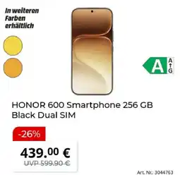 MediaMarkt HONOR 600 Smartphone 256 GB Black Dual SIM Angebot