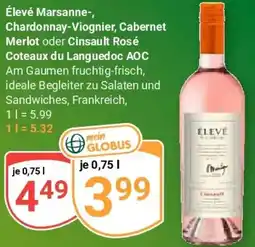 Globus Élevé Marsanne- Chardonnay-Viognier, Cabernet Merlot oder Cinsault Rosé Angebot