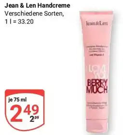 Globus Jean & Len Handcreme Angebot