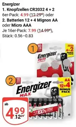 Globus Energizer Knopfzellen CR2032 Angebot