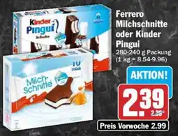 AEZ Ferrero Milchschneite oder Kinder Pingui Angebot