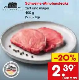 Netto Marken-Discount GUT PONHOLZ Schweine-Minutensteaks Angebot