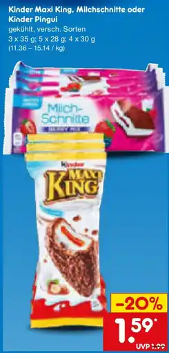 Netto Marken-Discount Kinder Maxi King, Milchschnitte oder Kinder Pingui Angebot