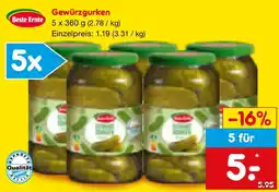Netto Marken-Discount Beste Ernte Gewürzgurken Angebot