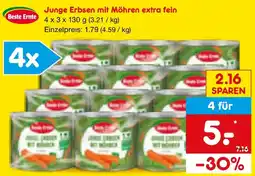 Netto Marken-Discount Beste Ernte Junge Erbsen mit Möhren extra fein Angebot