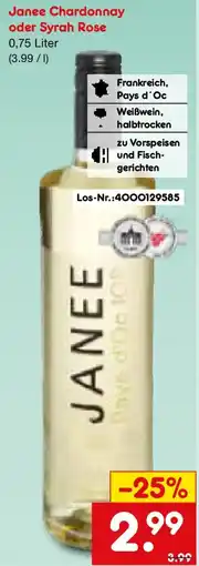 Netto Marken-Discount Janee Chardonnay oder Syrah Rose Angebot
