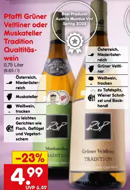 Netto Marken-Discount Pfaffl Grüner Veltliner oder Muskateller Tradition Qualtitäswein Angebot