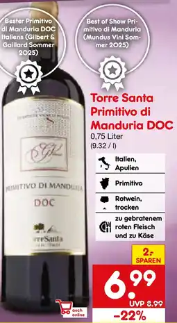 Netto Marken-Discount Torre Santa Primitivo di Manduria DOC Angebot